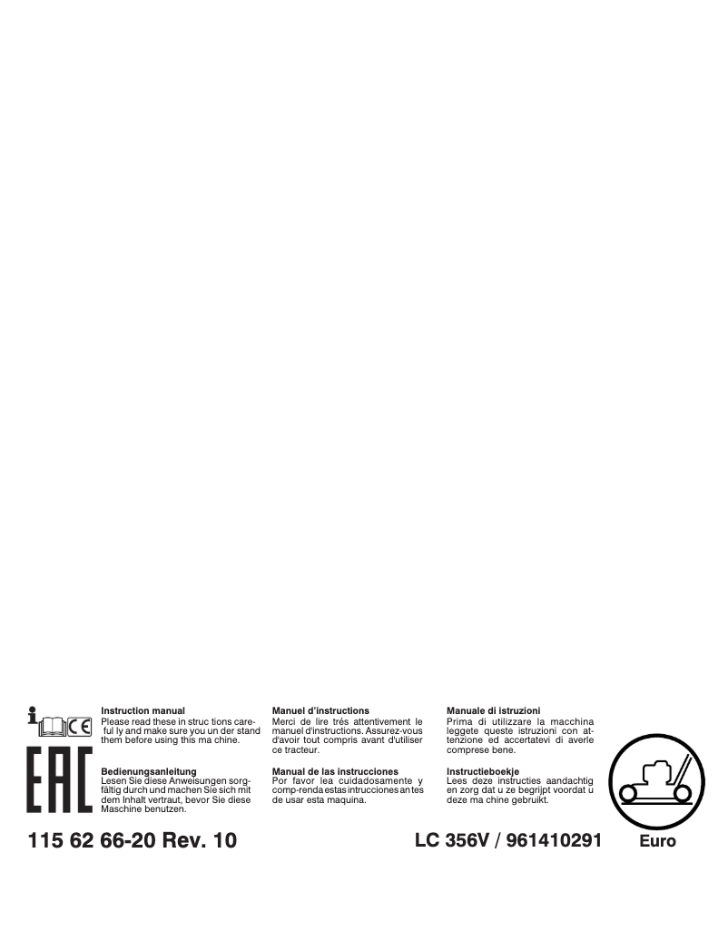 Page n°1 - Manuel utilisateur Husqvarna LC 356V