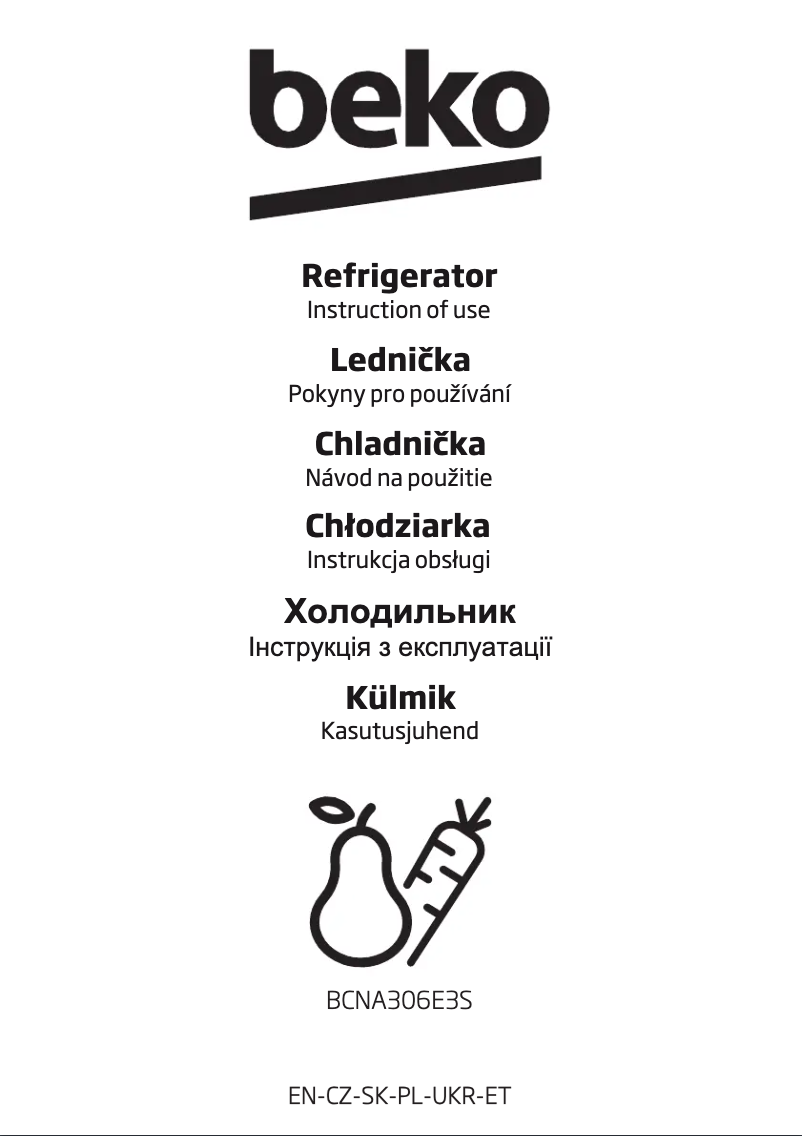 Image de la première page du manuel de l'appareil BCNA306E3S