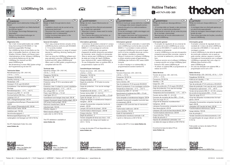 Image de la première page du manuel de l'appareil LUXORliving D4