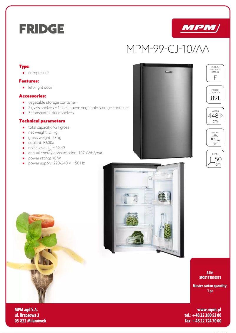 Page 1 de la notice Fiche technique MPM MPM-99-CJ-10/AA