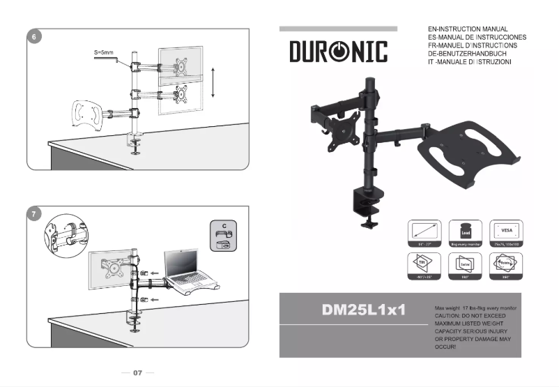 Page n°1 - Manuel utilisateur Duronic DM25L1X1