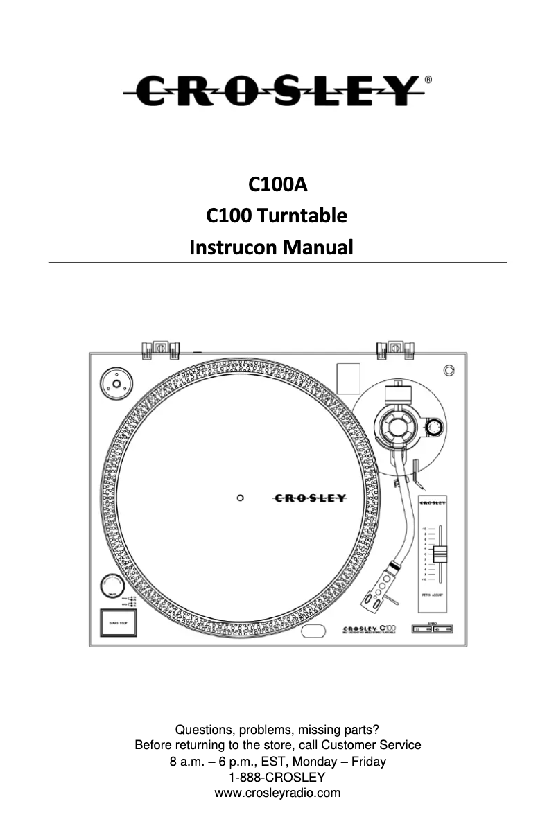 Page 1 de la notice Manuel utilisateur Crosley K100A