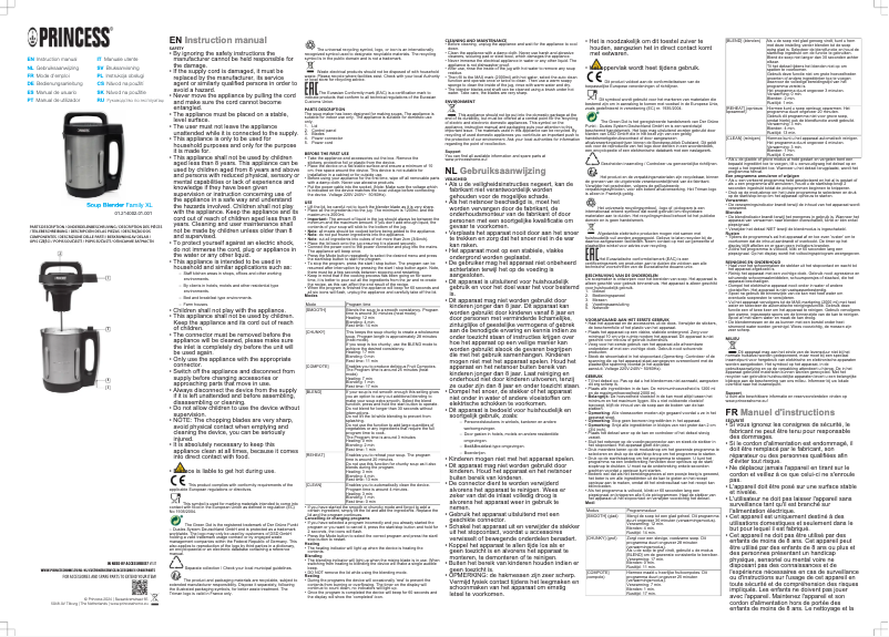 Image de la première page du manuel de l'appareil Soup Family XL 214002