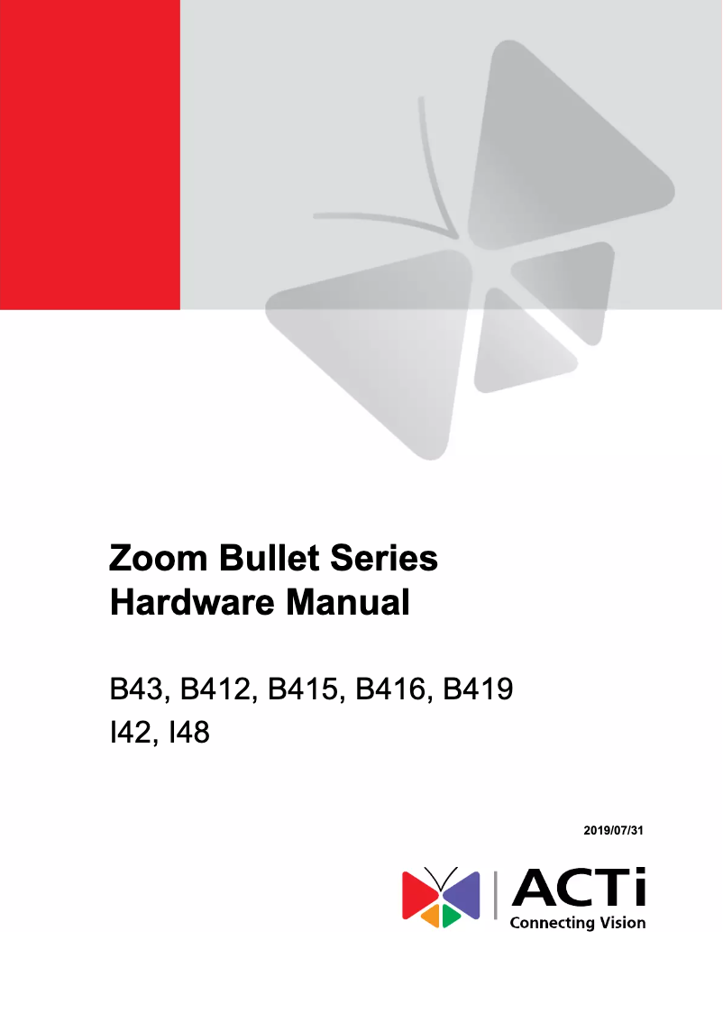 Page n°1 - Manuel utilisateur ACTi B416