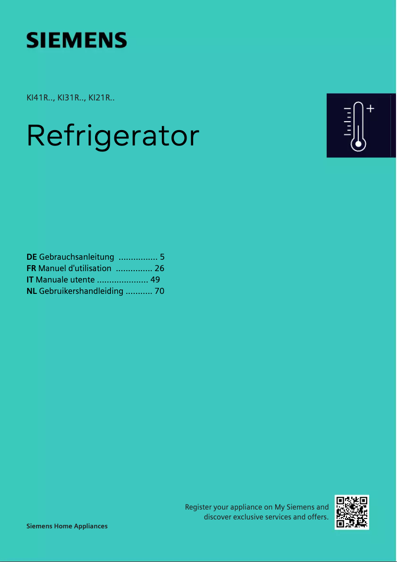 Page 1 de la notice Manuel utilisateur Siemens KI31RADD1
