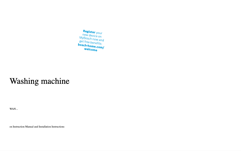 Page 1 de la notice Guide d'installation Bosch WAN28050GB