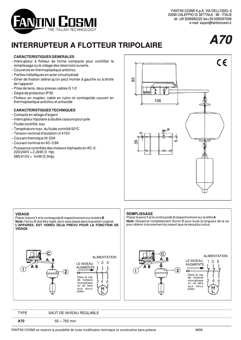 Page n°1 - Manuel utilisateur Fantini Cosmi A70