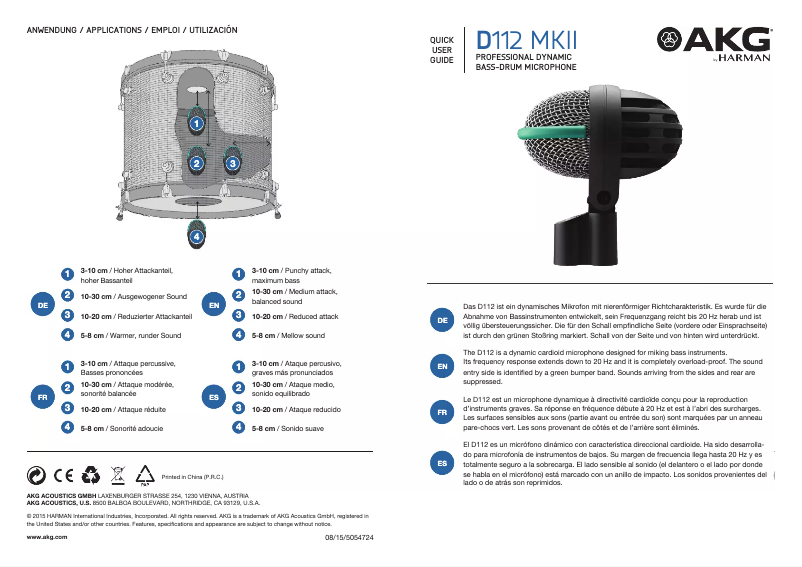 Page 1 de la notice Mode d'emploi AKG D112 MKII