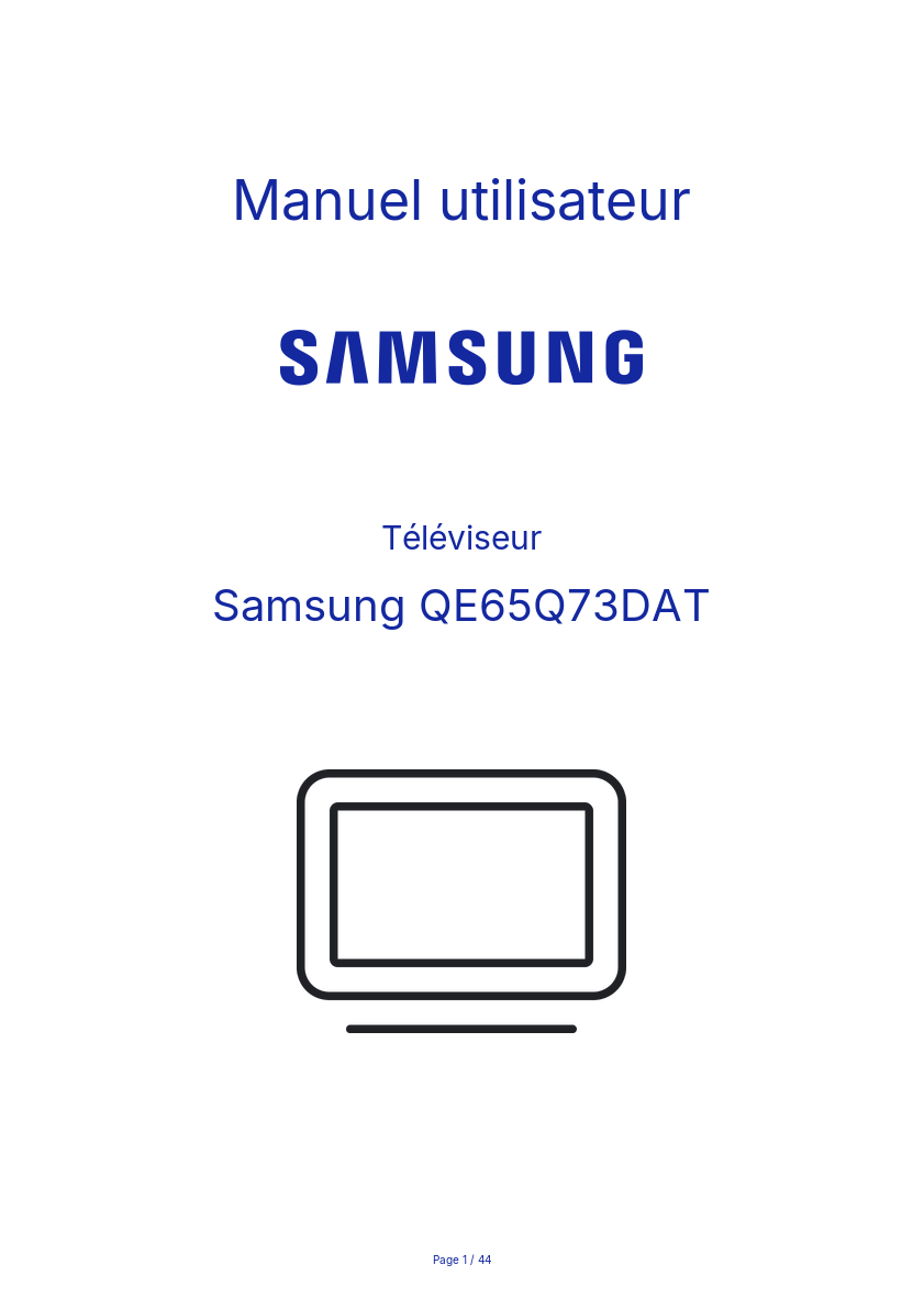 Page n°1 - Manuel utilisateur Samsung QE65Q73DAT