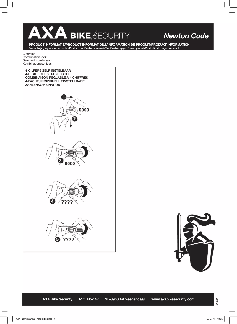 Page 1 de la notice Manuel utilisateur AXA Newton Code