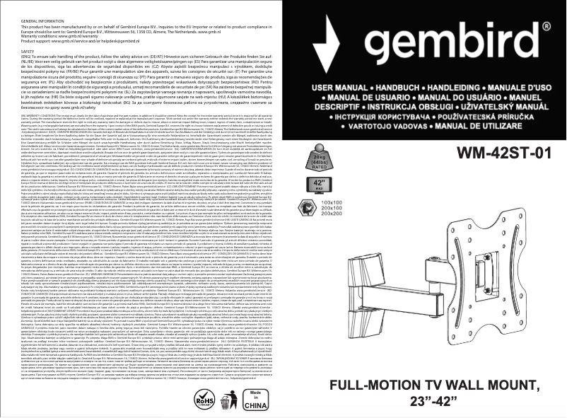 Page n°1 - Manuel utilisateur Gembird WM-42ST-01