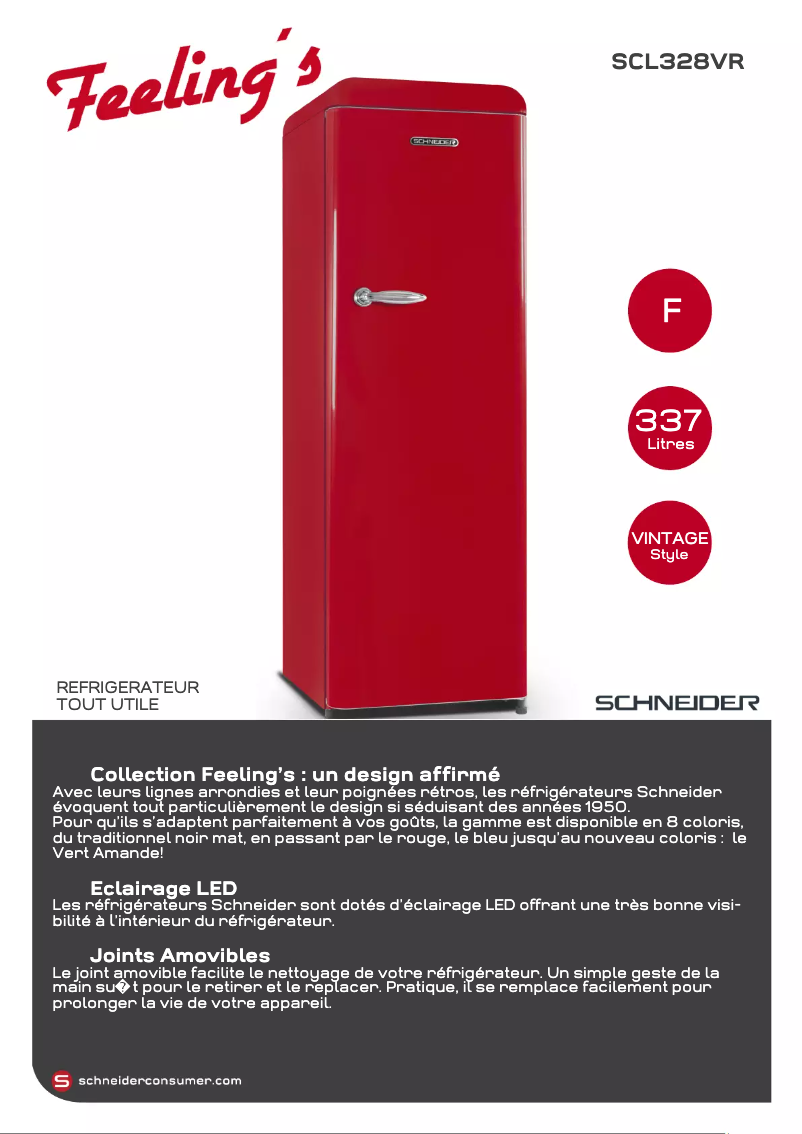 Page 1 de la notice Fiche technique Schneider SCL328VR