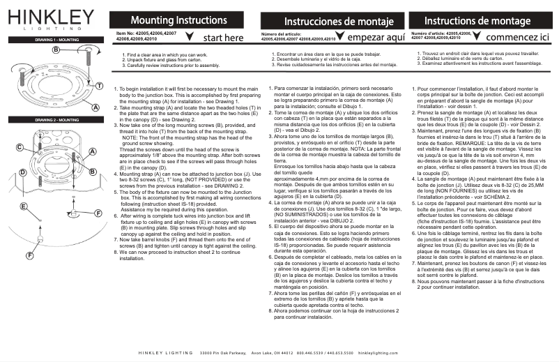 Page 1 de la notice Manuel utilisateur Hinkley Lighting Halo 42008BK