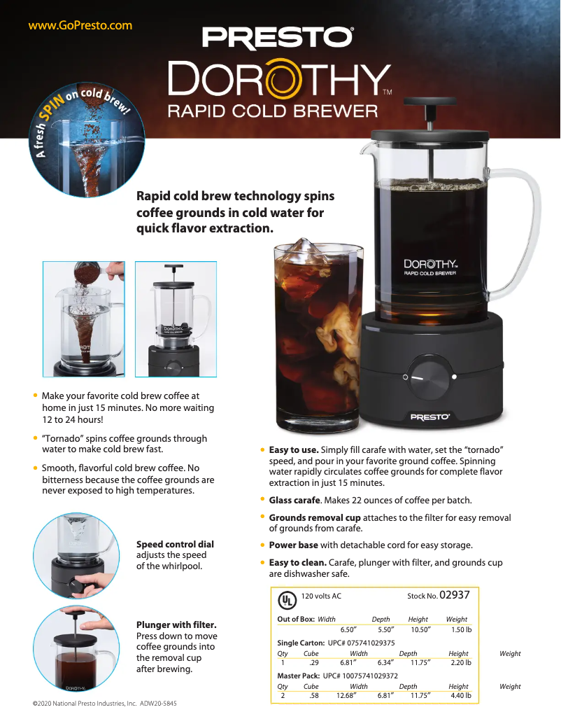 Page 1 de la notice Fiche technique Presto Dorothy 02937