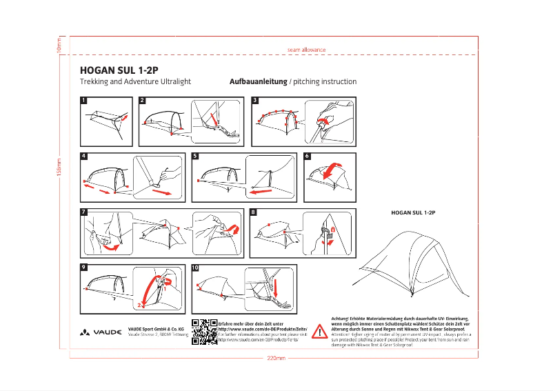 Página 1 del manual Manual de usuario Vaude HOGAN SUL 1-2P