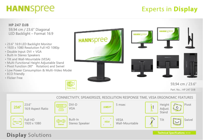 Page 1 de la notice Manuel utilisateur Hannspree HP 247 DJB