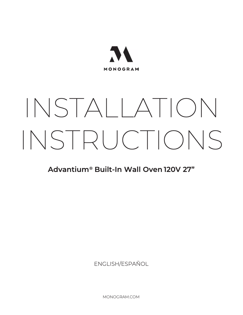 Page n°1 - Guide d'installation Monogram ZSB9121NSS