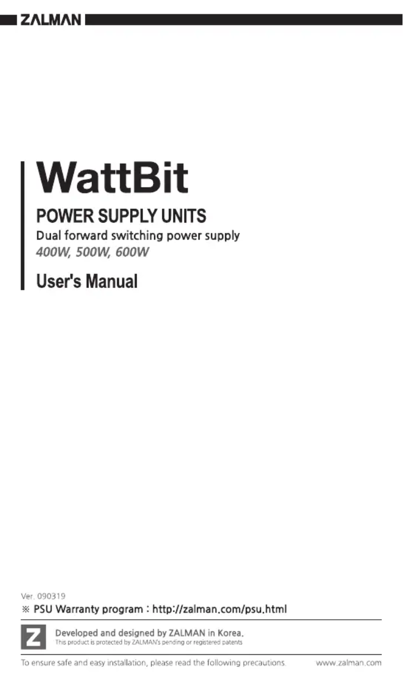 Page n°1 - Manuel utilisateur Zalman Wattbit ZM500-XE