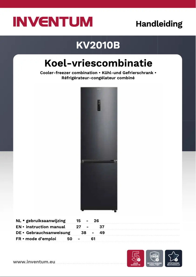 Page 1 de la notice Manuel utilisateur Inventum KV2010B