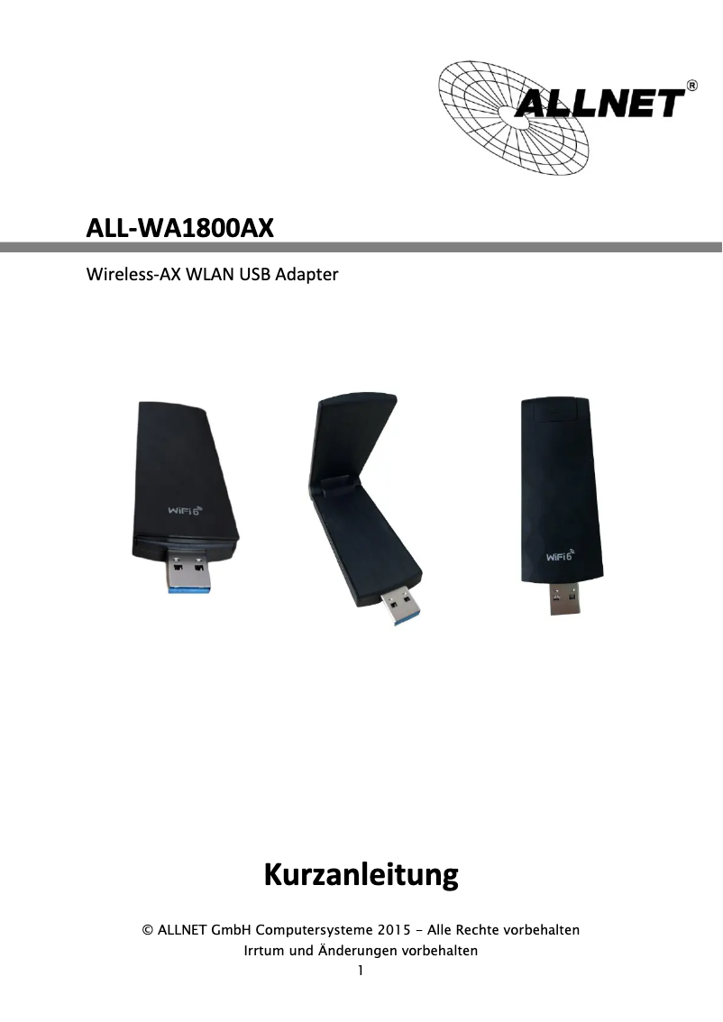 Page n°1 - Manuel utilisateur Allnet ALL-WA1800AX