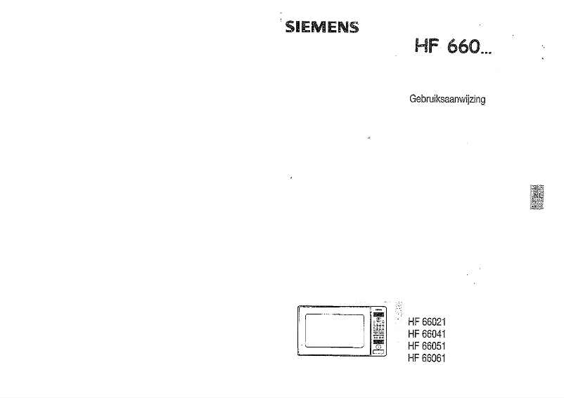 Page n°1 - Manuel utilisateur Siemens HF66041