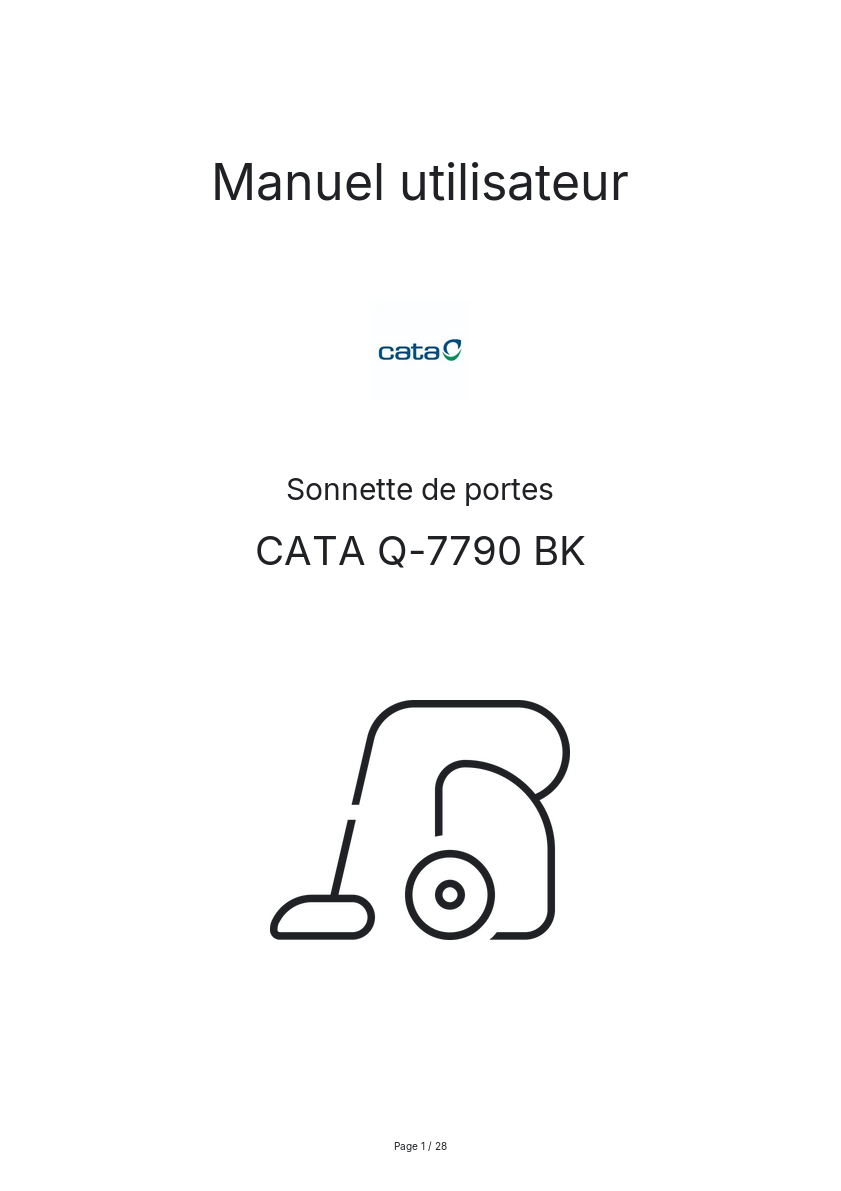 Page n°1 - Manuel utilisateur CATA Q-7790 BK