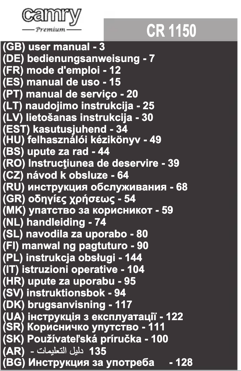 Image de la première page du manuel de l'appareil CR 1150