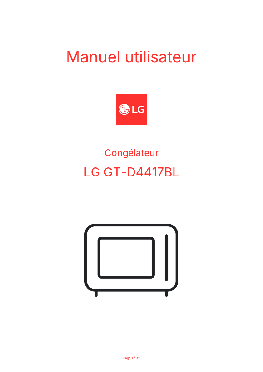 Image de la première page du manuel de l'appareil GT-D4417BL