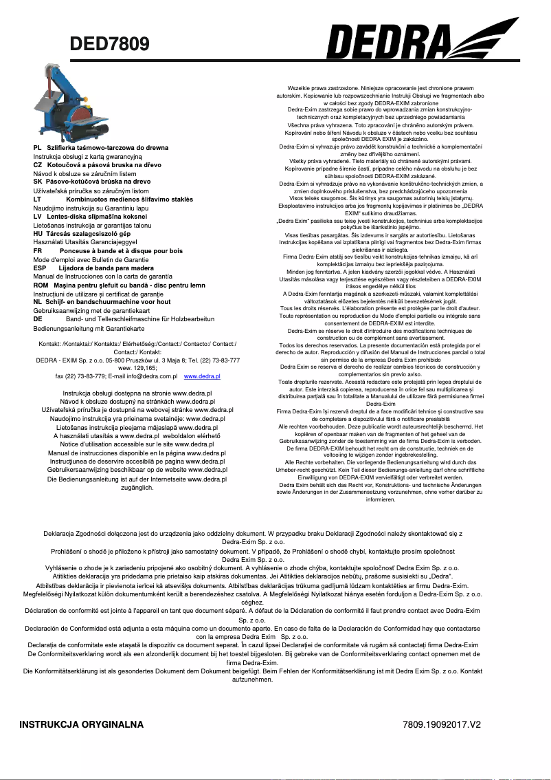 Image de la première page du manuel de l'appareil DED7809