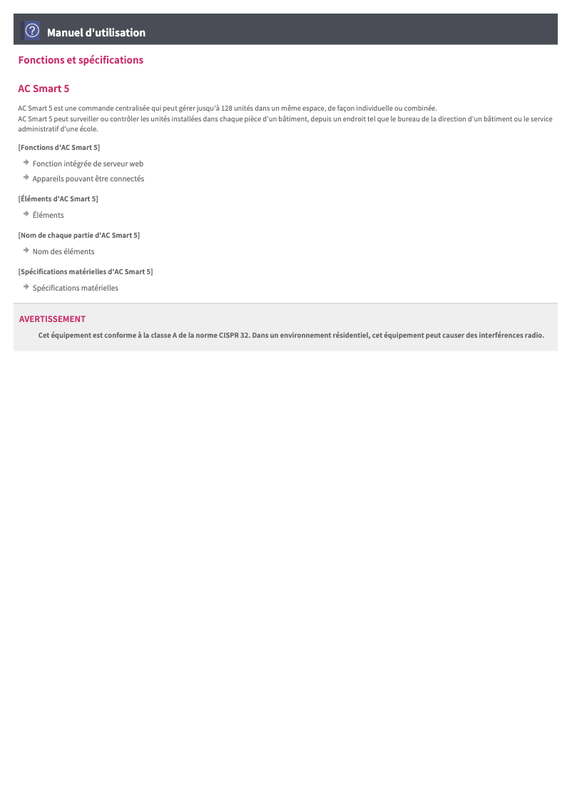 Image de la première page du manuel de l'appareil PACS5A000