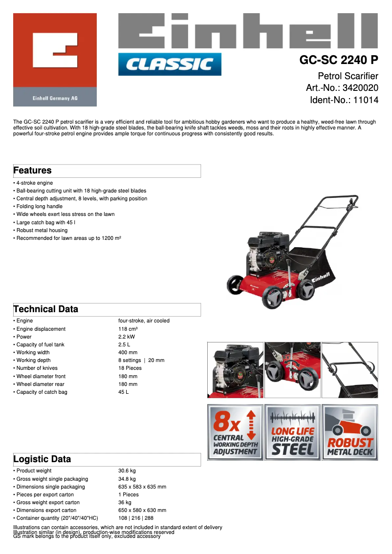 Image de la première page du manuel de l'appareil GC-SC 2240 P