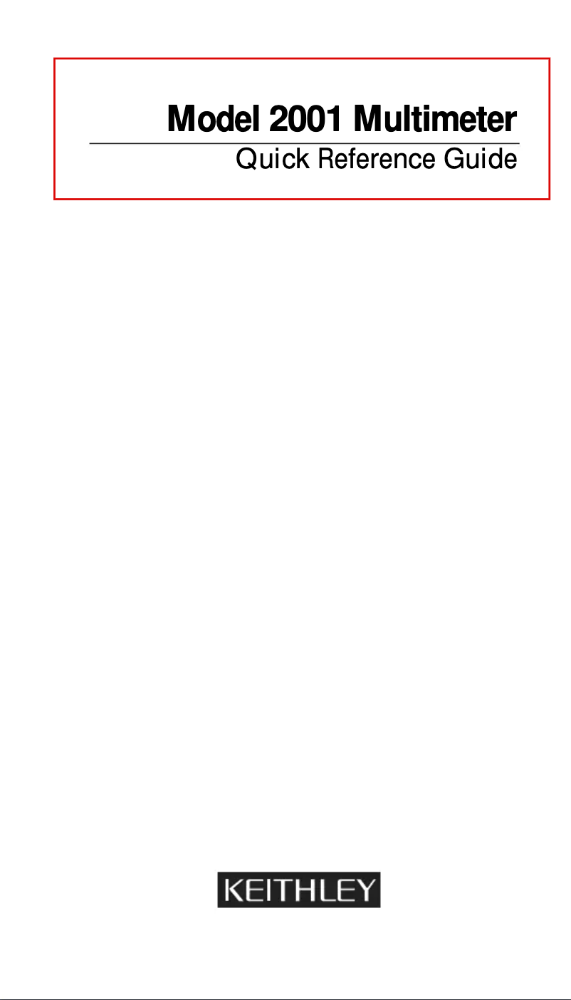 Page n°1 - Manuel utilisateur Keithley 2001