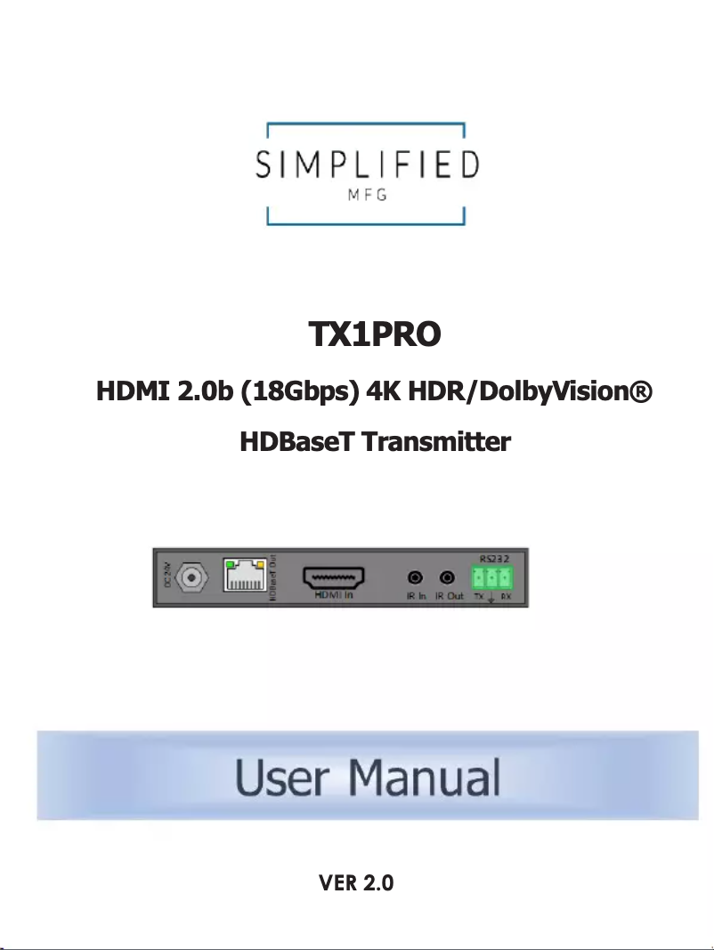 Image de la première page du manuel de l'appareil TX1PRO