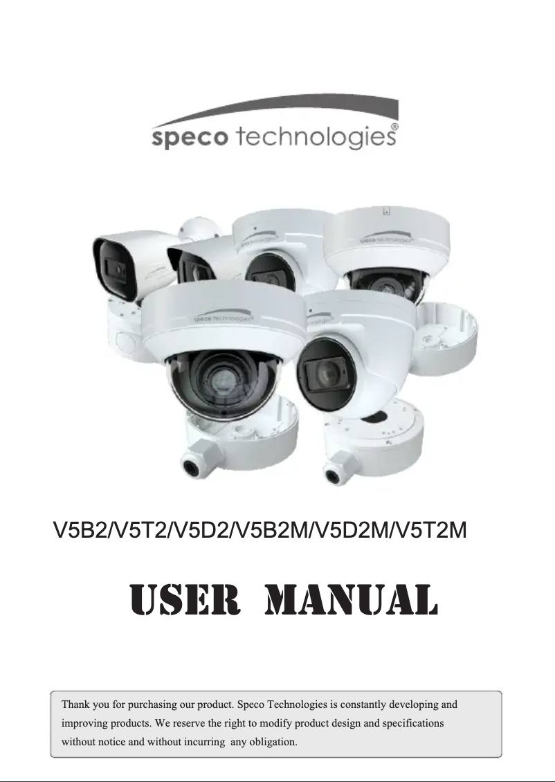 Page 1 de la notice Manuel utilisateur Speco Technologies V5T2