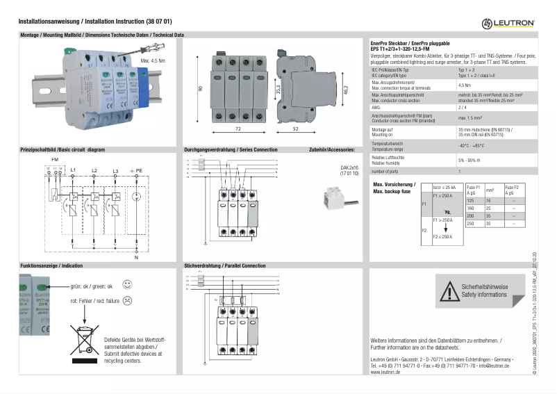 Page n°1 - Manuel utilisateur Leutron 380701