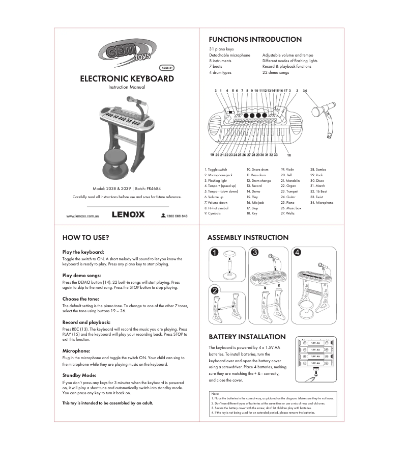 Image de la première page du manuel de l'appareil 2039
