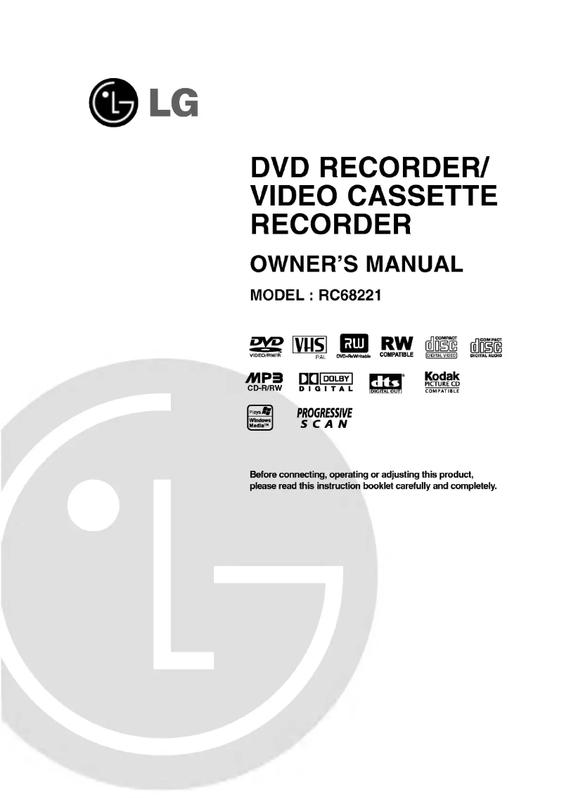 Page n°1 - Manuel utilisateur LG RC68221
