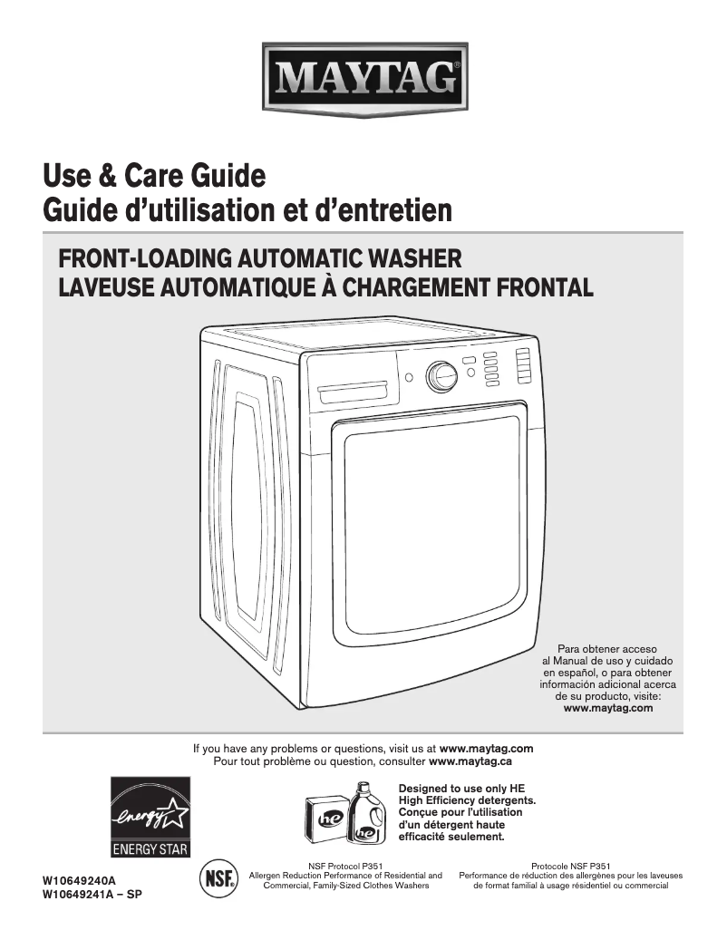 Page n°1 - Manuel utilisateur Maytag MHW8100DC Maxima