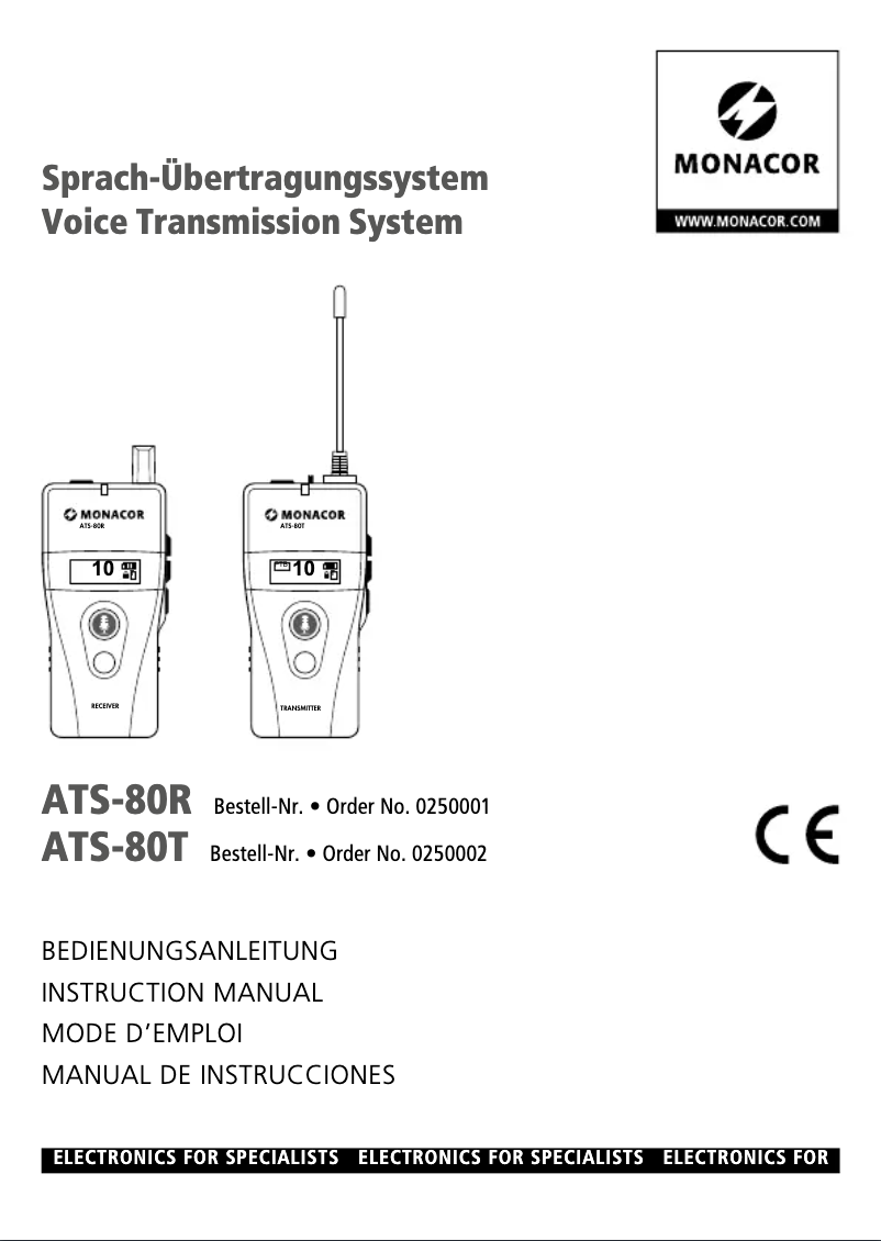 Página 1 del manual Manual de usuario Monacor ATS-80R