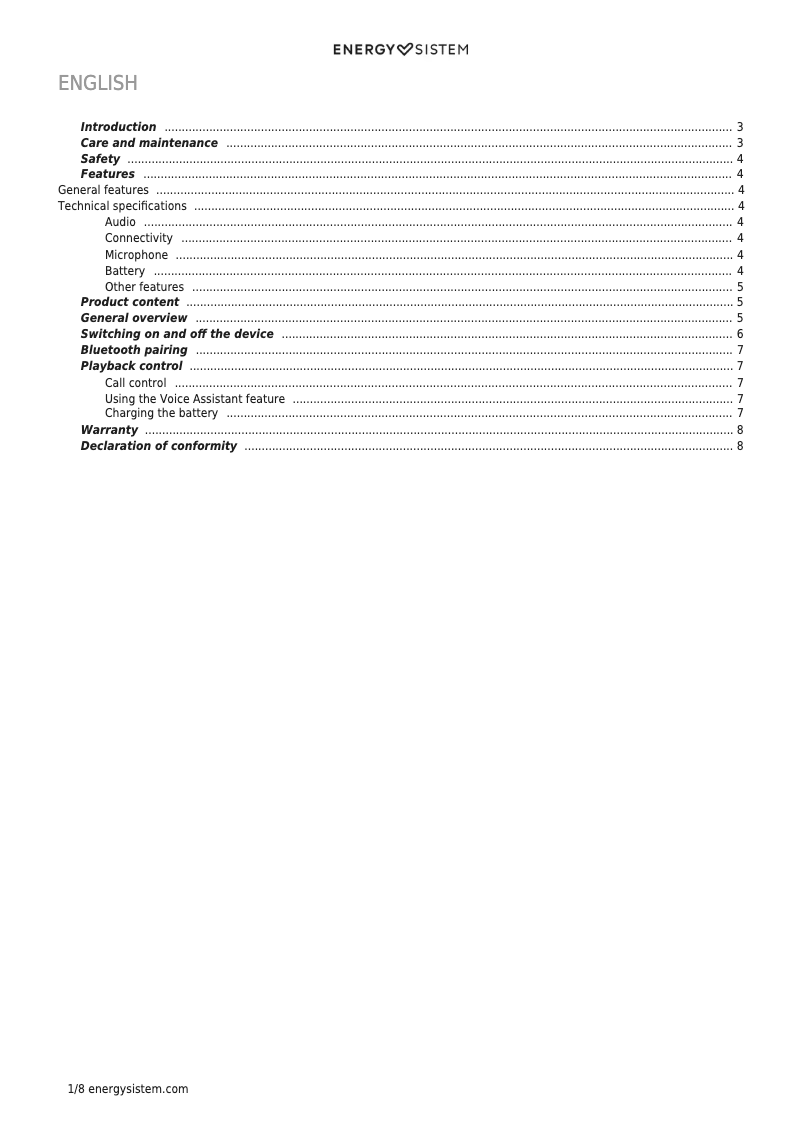 Page n°1 - Manuel utilisateur Energy Sistem Earphones Style 7 True Wireless