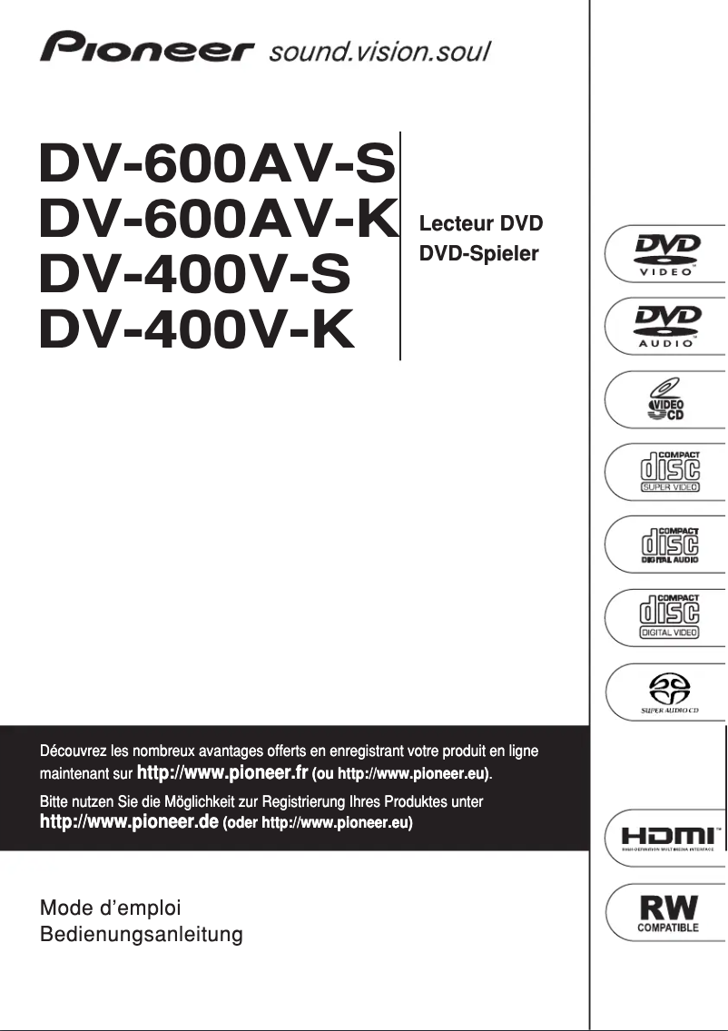 Image de la première page du manuel de l'appareil DV-600AV-K