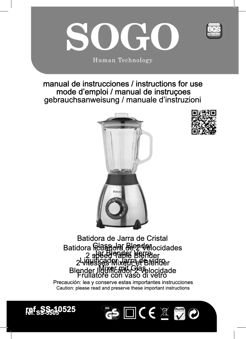 Page 1 de la notice Manuel utilisateur Sogo BAT-SS-5505