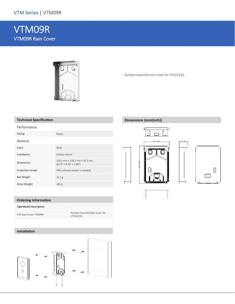 Page n°1 - Manuel utilisateur Dahua Technology VTM09R