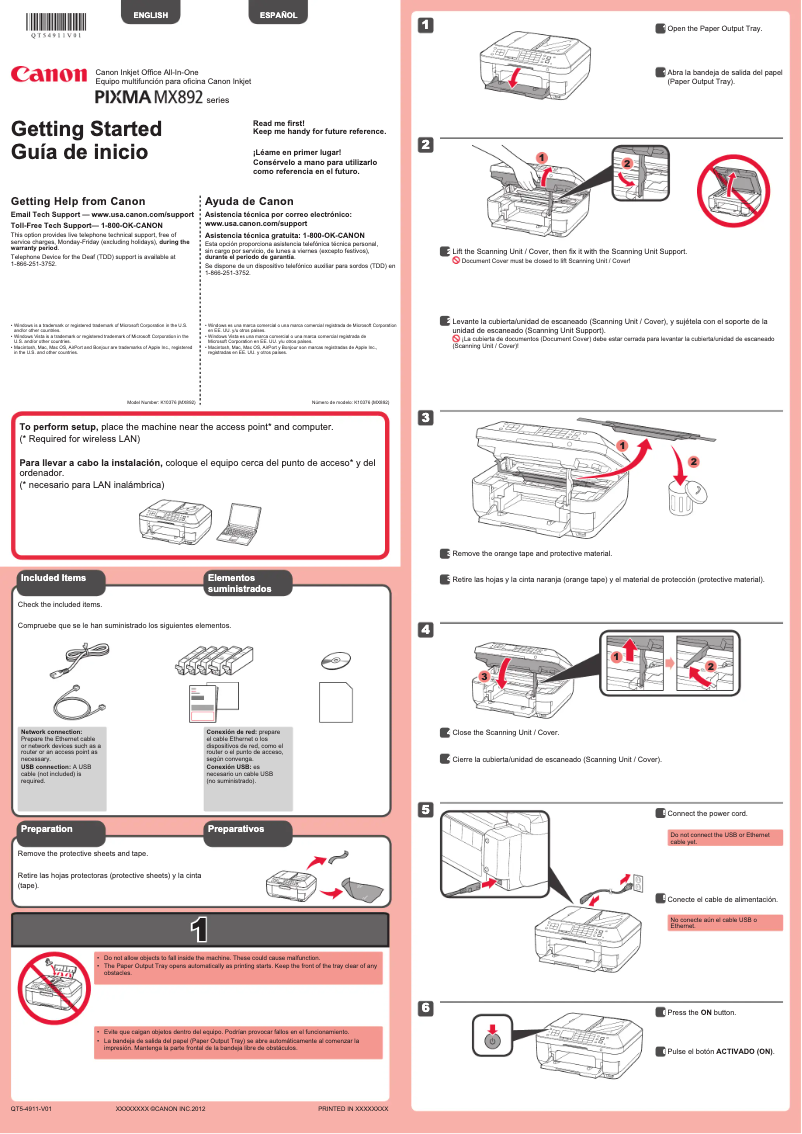 Page n°1 - Manuel utilisateur Canon Pixma MX892