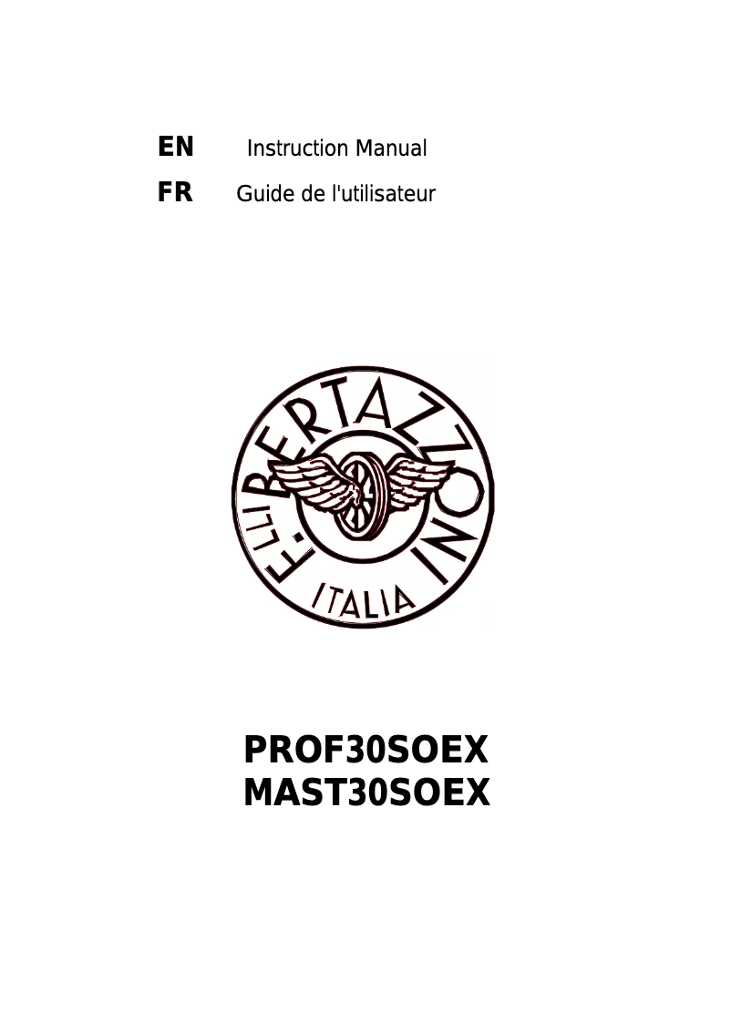 Page 1 de la notice Manuel utilisateur Bertazzoni MAST30SOEX