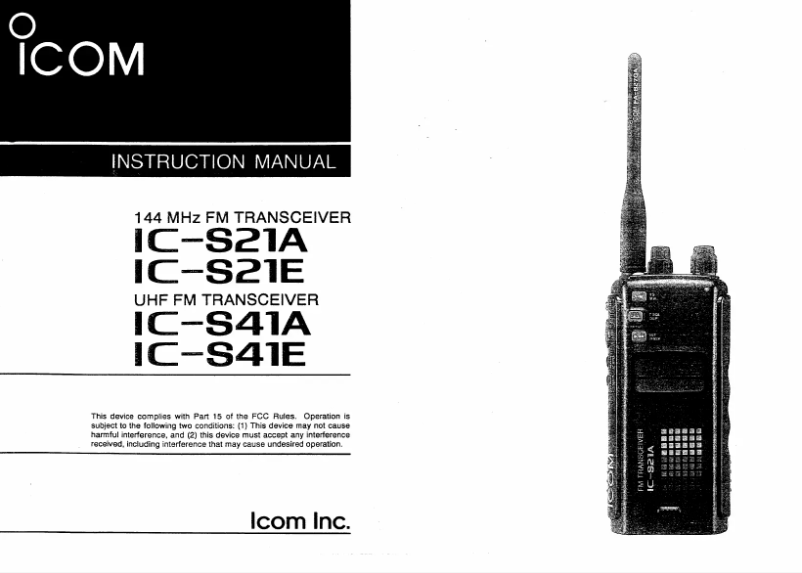 Page n°1 - Manuel utilisateur ICOM IC-S21A