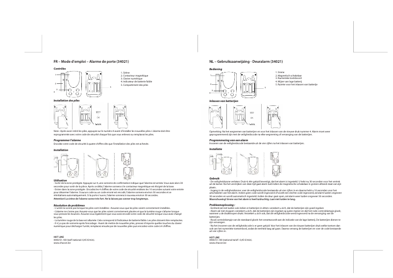 Page 1 de la notice Manuel utilisateur Chacon 34021