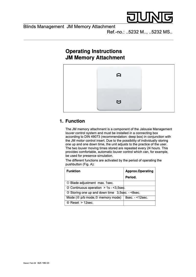 Page 1 de la notice Manuel utilisateur JUNG LS5232M
