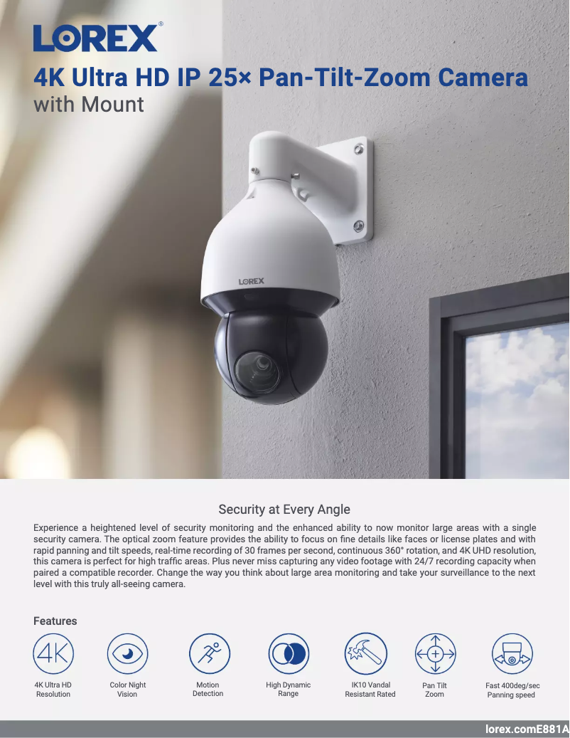 Página 1 del manual Ficha técnica Lorex E881AP
