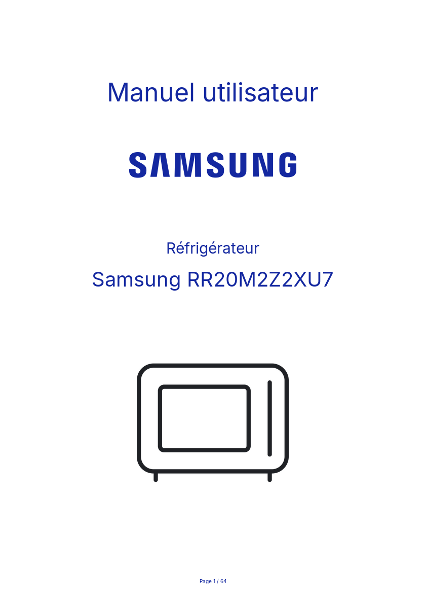 Image de la première page du manuel de l'appareil RR20M2Z2XU7